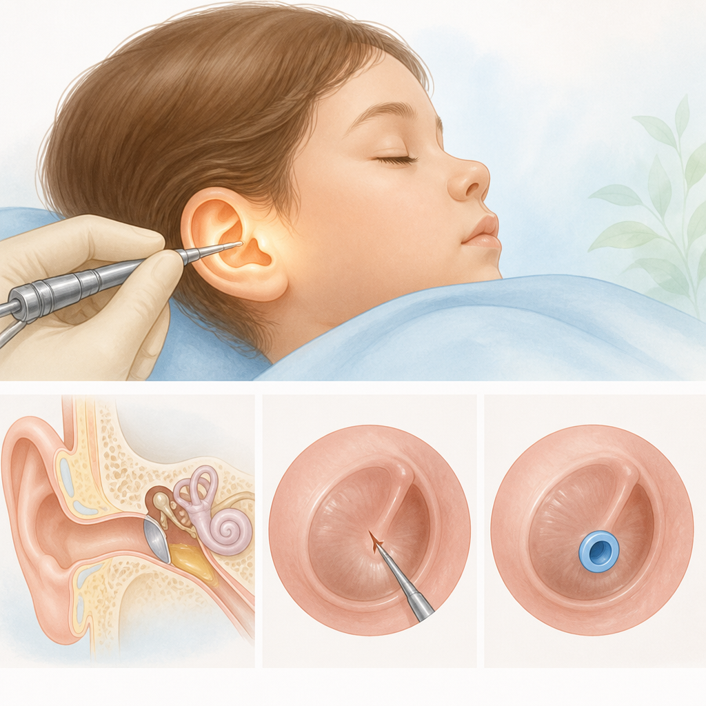 Ear tube surgery illustration